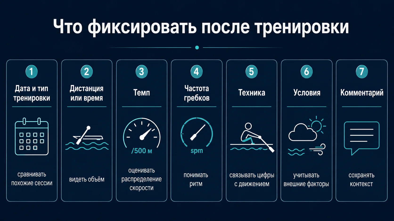 Что записывать в тренировочный дневник по гребле: темп, частоту гребков, технику, условия и комментарии